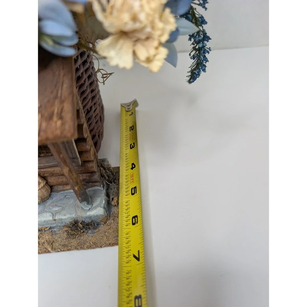 Rustic Log Cabin‎ Floral Arrangement Faux Flowers Basket Lodge Country Decor 11